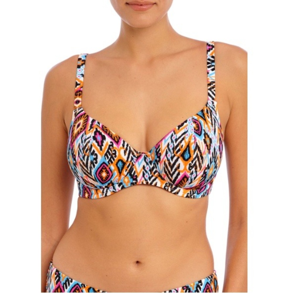 Freya Women's Multi Viva La Fiesta Underwire Plunge Bikini Top Size 32DD NWT